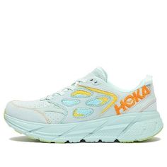 HOKA ONE ONE Clifton L 'Embroidery - Blue Glass' 1126854-BGRYL Fluffy Embroidery, L Embroidery, Hoka Clifton, 3m Reflective, Embroidery Shoes, Casual Trainers, Hoka One One, Kinds Of Shoes, Unisex Shoes