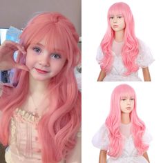 PRICES MAY VARY. 1.Color:Light Pink(Tip: Slightly color difference between different monitors). 2.Length:56cm/ 22inches. (Tip:Measured From "Crown to End"). 3.Hair Material:Heat-resistant synthetic fiber, restyle the wig below 130 degree centigrade. Density-150%, very close to your own hair, super soft and comfortable. 4.Adjustable Cap:Average size-20 inches, the size could be adjusted to 19"-21".Two adjustment straps inside the wig, which can be intertwined to a fixed position to fit most head Light Pink Wig, Pink Wig With Bangs, Pink Wigs, Chara Design, Wavy Wigs, Pink Wig, Doll Wigs, Wig With Bangs, Halloween 2024