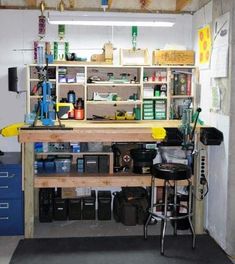 the garage is filled with tools and other things to do in order for it's owner