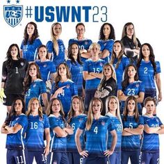 the u swnt women's soccer team is posing for a photo in their blue uniforms