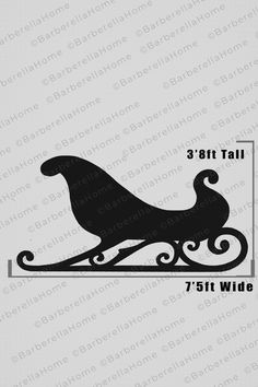 the silhouette of a sleigh is shown in black and white