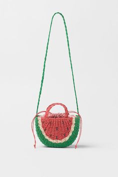 Watermelon Orange Straw Tote Bag Green Pouch Bucket Bag For Summer, Pink Summer Bucket Bag With Adjustable Strap, Green Pouch Bag For Summer, Green Summer Pouch Bag, Green Crossbody Bags For Summer, Green Summer Straw Pouch Bag, Green Pouch Beach Bag For Summer, Green Summer Beach Bag Pouch, Red Casual Bucket Bag For Summer