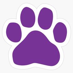 a purple paw print sticker