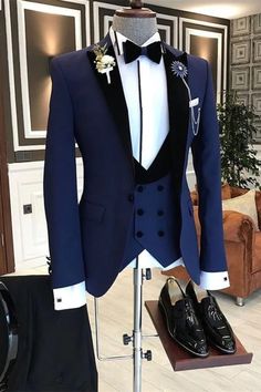 Men Suit Wedding, Suit For Men Wedding, Suit Prom, Costume Gris, Prom Suits For Men, Wedding Dress Suit, Prom Tuxedo, Blue Suit Men