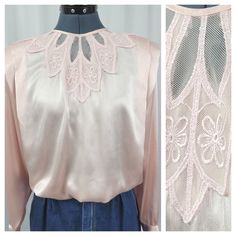 Elevate your work style with this vintage Sonja Ratay pink blouse! With its delicate lace collar and buttoned back, you'll feel both sophisticated and comfortable. Perfect for a 80s-inspired look, this blouse is a size 12 and made of high-quality polyester. #VintageFashion #WorkStyle #SonjaRatay #LaceCollar #ButtonedBack #80sInspired #Blouse #Pink #Polyester Work Style, Lace Collar, Pink Blouse, Work Fashion, Vintage Clothing, Sleeve Blouse, Vintage Outfits, Size 12, Long Sleeve Blouse