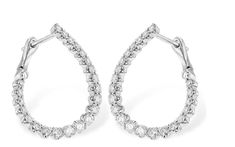 14k white gold 1CT Diamond Hoop Like Earrings Diamond Earrings, Silver Bracelet, White Gold, Silver, Gold