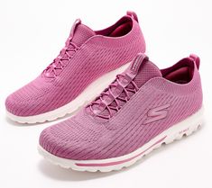 Ready? Let's do this! Working in daily walks and fitting in fitness goals start from the bottom up. Make sure your kicks provide the cushioned comfort and exceptional support you need to take those first steps. Skechers Saint Tropez slip-on sneakers are here for it... and you! From Skechers. Pink Breathable Walking Shoes For Light Exercise, Pink Walking Shoes With Arch Support For Light Sports, Pink Sporty Walking Shoes For Light Exercise, Sporty Pink Walking Shoes For Light Exercise, Sports Sneakers With Cushioned Stretch Footbed, Sports Sneakers With Arch Support And Stretch, Pink Athleisure Walking Shoes For Light Exercise, Comfortable Pink Sneakers For Walking, Breathable Pink Walking Shoes