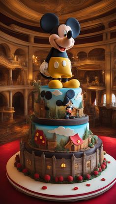 a mickey mouse cake on top of a table