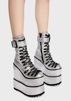 High-top Platform Boots With Buckle Closure For Party, High-top Platform Boots With Buckle For Parties, Punk Style Lace-up Moto Boots For Party, High-top Buckle Platform Boots For Party, Edgy Lace-up Combat Boots For Party, Party High-top Boots With Buckle Closure, Punk Lace-up Moto Boots For Party, High-top Platform Boots With Rivets For Party, Punk High-top Combat Boots For Party