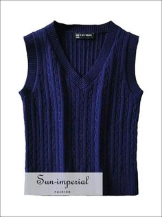 Solid Navy Blue V Neck Women Sleeveless Vest Sweater Knitted Tank Wolf Costumes, Sweater Vest Outfit Aesthetic, Vest Outfits Aesthetic, Navy Blue Uniform, Imperial Fashion, Sweater Vest Outfit, Navy Blue Vest, Girly Fits, Vest Sweater