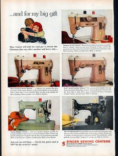 an advertisement for singer sewing machines from the 1950's and early 1960s's