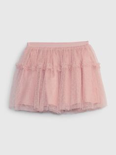 Soft tulle skirt.  Elasticized waist.  Tiered skirt.  Allover  polka dots.  Easy pull-on waist.  Easy through the hip and thigh.  Hits at the knee. Tulle Skirt Pink, Navy Blue Uniform, Tiered Tulle Skirt, Toddler Skirt, Soft Tulle, Tier Skirt, Baby Gap, Tiered Skirt, Tulle Skirt