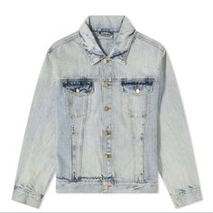 For Sale Is A Nwt Fear Of God Essentials Denim Trucker Jacket In Light Indigo Size Large. Jacket Comes Nwt In Original Packaging Medium Wash Long Sleeve Rigid Denim Outerwear, Long Sleeve Medium Wash Rigid Denim Outerwear, Medium Wash Rigid Denim Outerwear For Fall, Fall Medium Wash Rigid Denim Outerwear, Blue Long Sleeve Rigid Denim Jacket, Fall Denim Blue Rigid Denim Outerwear, Classic Long Sleeve Rigid Denim Jacket, Classic Rigid Denim Jacket For Spring, Classic Spring Denim Jacket In Rigid Denim