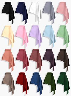 many different colors of skirts are shown in this image, and there is no image on the