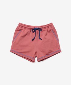 Nautical Red Bailey Short | Oso & Me Casual Shorts With Contrast Trim, Cotton Shorts With Contrast Trim, Sporty Shorts With Drawstring For Leisure, Sporty Leisure Shorts With Drawstring, Red Cotton Sporty Athletic Shorts, Solid Color Sporty Athletic Shorts With Drawstring, Cotton Activewear With Drawstring For Workout, Sporty Red Cotton Athletic Shorts, Casual Athletic Shorts With Contrast Trim