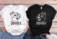 Double Trouble Chip and Dale Disney Shirts Disney Shirts | Etsy Best Friend Matching Shirts, Cute Disney Shirts, Cute Disney Outfits, Matching Disney Shirts, Disney Trip Shirts, Womens Disney Shirts