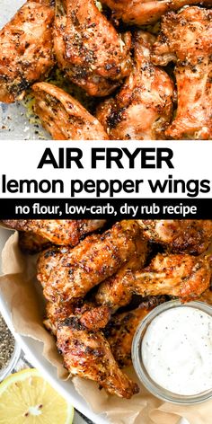 air fryer lemon pepper wings in a white bowl