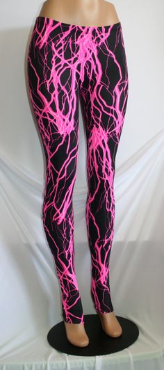 LIGHTNING BOLT / STORM LEGGINGS Awesome Fabric - Glows Under Blacklight!! 5 Dazzling Colors!! Matching Top Available Also! CUSTOM REQUESTS: All items can be adjusted to your needs!! → Waist higher/lower, inseam longer/shorter, different fabric, style or color → If you need help with sizing, send me a message with your measurements: Bust / Waist / Hips / Girth → We custom make many different styles in all sizes!! * Toddler, Child, Women, Men, Plus Size * Shorts, Tops, Leggings, Skirts, Leotards, Black Stretch Leggings For Cosplay, Thigh High Fitted Leggings For Cosplay, Fitted Thigh-high Cosplay Leggings, Fitted Thigh High Leggings For Cosplay, Fitted Pink Bottoms For Cosplay, Stretch Pink Rave Bottoms, Pink Stretch Rave Bottoms, Lightning Leggings, Storm Lightning