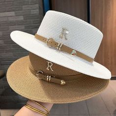 JUST FOR FUN Letter R Buckle Straw Hat. Hurry, grab yours now! Mens Beach Hats, Topi Vintage, R Letter, Soft Hats, Boater Hat, Buckled Flats, Summer Sun Hat, Sun Protection Hat, Saint John