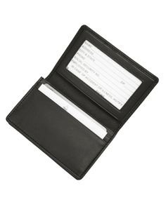 This slim genuine leather card holder features an interior window Id section, outside pocket for bus or metro pass and 2 interior pockets for credit cards. The fully gusseted interior pocket holds up to 20 business cards. Black Bifold Wallet With Id Window, Formal Trifold Wallet With Id Window, Formal Black Trifold Wallet With Id Window, Formal Wallet With Id Window, Formal Wallets With Id Window, Classic Travel Card Holder With Id Window, Black Business Wallet With Id Window, Black Leather Card Holder With Id Window, Black Card Holder With Id Window