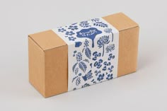 a box with a blue and white design on it