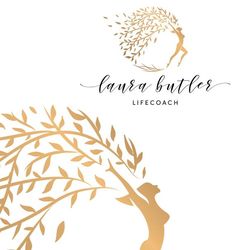 the logo for carara butties life coach, with an image of a woman holding a tree