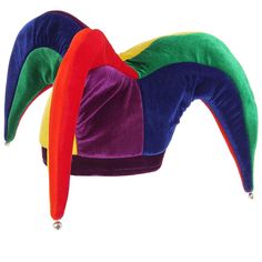 You'll be the life of the party when you don this Court Jester Multicolor Soft Hat! This fun and festive hat is made out of 100% polyester fabric and 100% polyurethane foam, making it a rather comfy fit. The velvet fabric is backed with foam for shape, and it fits with an elastic band. Each horn is tipped by a small bell, adding a touch of whimsy. Whether you're attending a Renaissance faire or just looking to add some excitement to your next costume party, this Court Jester Multicolor Soft Hat Court Jester, Jester Hat, Okay Okay, Soft Hats, Black Costume, Life Of The Party, Glitter Shoes, Costume Hats, Green Glitter