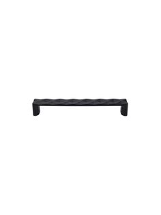 a black cabinet handle on a white wall