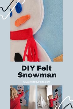 A homemade felt snowman. Felt Snowman, Diy Felt, Build A Snowman, Felt Diy, Diy Sewing, Free Printables, Easy Diy, Diy Projects