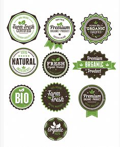 various labels and stickers for organic products