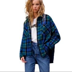 New! Zara Oversized Plaid Button Down Flannel Size X-Small - Oversized Fit - Lapel Collar - Long Sleeve - Cuffs At Sleeve - Patch Pockets - Button Down Closure - High-Low Hem With Side Vents - 44% Cotton - 28% Polyester - 17% Acrylic - 8% Wool - 2% Viscose - 1% Polyamide Nwot! Washed But Never Worn. Measurements Available Up Request. Ships Next Business Day. Bundle With Additional Items In My Closet For The Best Deal! * Shacket, Cow Girl, Rodeo Trendy Oversized Button-up Flannel Shirt, Oversized Casual Flannel Shirt For Spring, Oversized Blue Flannel Long Sleeve Shirt, Oversized Blue Long Sleeve Flannel Shirt, Trendy Blue Flannel Shirt For Fall, Oversized Winter Flannel Shirt With Button Closure, Oversized Flannel Shirt For Winter, Trendy Oversized Flannel Shirt With Button Closure, Casual Winter Flannel Shirt With Buttons