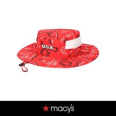 in stock Red Bucket Hat For Outdoor, Red Bucket Hat For Streetwear, Red Wide Brim Bucket Hat For Outdoor, Red Casual Bucket Hat For Outdoor, Casual Red Bucket Hat For Outdoor, Red Outdoor Bucket Hat With Short Brim, Casual Red Cap Sun Hat, Red Bucket Hat With Short Brim For Outdoor, Red Short Brim Bucket Hat For Outdoor