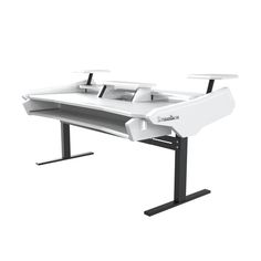 Enterprise Electric set All White Speaker Shelves, Sit Stand Workstation, Electric Desk, Studio Desk, Portable Desk, Shelf Holders, Studio Table, Studio Furniture, Desk Height