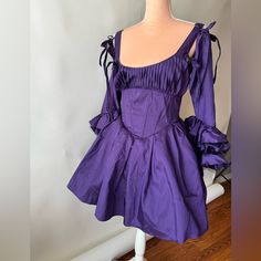 Dolls Kill House Of Widow Haunted Hue Mini Dress - Purple New With Tags Fitted Ruffle Mini Dress For Costume, Fitted Mini Dress With Ruffles For Costume, Vintage Ruffled Mini Dress For Costume Party, Leather Corset Dress, Milkmaid Dress, Pixie Dress, Black Lace Mini Dress, Corset Mini Dress, Purple Mini Dresses