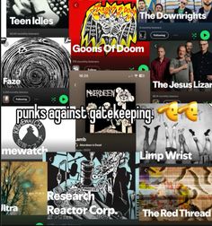 an image of the website for punk's against gate keeping, including images and text