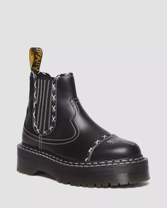 2976 Gothic Americana Leather Platform Chelsea Boots in Black | Dr. Martens Dr Martens Gothic Americana, Gothic Americana, Platform Docs, 2976 Chelsea Boots, Chelsea Boots Black, Black Dr Martens, Gothic Boots, Platform Chelsea Boots, Black Chelsea Boots