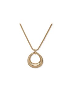 Anne Klein Gold Tone Open Oval Pendant Necklace Oval Pendant Necklace, Oval Pendant, Drop Pendant, Gold Pendant Necklace, Snake Chain, Chain Lengths, Chain Length, Sleek Design, Gold Tones