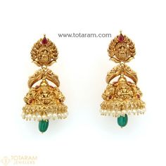 New Arrivals South India, Temple Jewellery, Gold Drop Earrings