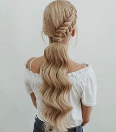 Low Ponytail Hairstyles, Ponytail Hairstyles Tutorial, Long Hair With Bangs, Braided Hairstyles Easy, Prom Hairstyles, Long Hairstyles, Braided Ponytail, Winter Hairstyles, Latest Hairstyles