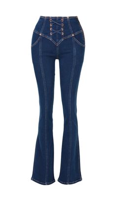 The Jodie Jeans feature a leg lengthening flare shape and a high waist. With the double eyelet detailing on the fly, the zipper on the side and unexpected stitching throughout, they are designed to stand out while still looking elegant. Crafted from a premium denim blend with the right amount of stretch, these jeans are the most comfortable ever. Composition:  59. 50% Cotton 23% Re-used Cotton 16% Recycled Polyester 1. 50% Elastane   Care:  Wash Less, Machine Wash Cold(30°C), Do Not Bleach, Line Dry, Do Not Tumble Dry, Iron Low Heat, Dry Clean, Wash Inside-Out, Wash With Like Colours Trendy Mid-rise Flare Jeans With Contrast Stitching, High Waist Fitted Jeans With Contrast Stitching, Fitted High Waist Jeans With Contrast Stitching, Trendy Fitted Pants With Contrast Stitching, Chic High Rise Bottoms With Contrast Stitching, Chic High-rise Bottoms With Contrast Stitching, Fitted Wide Leg Jeans With Seam Detailing, High Rise Fitted Pants With Contrast Stitching, Chic Fitted Jeans With Zip Fly