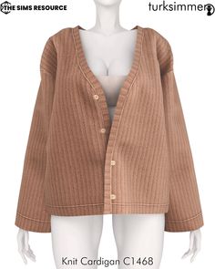 a mannequin wearing a brown cardigan sweater