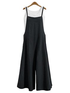 ZANZEA Tuta con Spaghetti a Tinta Unita - NewChic Mobile Women Overalls, Summer Jumpsuit Casual, Tank Jumpsuit, Pocket Jumpsuit, Suspender Pants, Casual Wide Leg Pants, Jumpsuit Summer