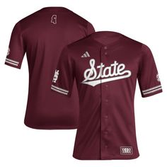 Show your love for your squad in this Mississippi State Bulldogs Reverse Retro replica baseball jersey from adidas. It's designed just like the ones your favorite players wear on the field, so you can feel like part of the team whether you're cheering from the bleachers or taking a stroll around campus. Mississippi State Bulldogs colors and official graphics provide the finishing touch. The Bleachers, Retro Baseball, Mississippi State Bulldogs, Mississippi State, Bleachers, Maroon Color, Baseball Jersey, Baseball Jerseys, Mississippi