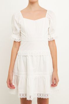 Our Sweetheart Lace Combo Puff Mini is perfect for summer picnics and other events. Made from white cotton, this mini dress has a cottage core aesthetic that will make you feel like you're one with nature. Lace combo detail Sweetheart neckline Puff short sleeves Lined Mini length Shell: 100% Cotton Lining: 80% Polyester 20% Cotton HN712D Total length: 35.25" Bust: 33.50" S WHITE: Height 5'7.5" / Bust 30" / Waist 24" / Hip 35" Puff Mini Dress, Cottage Core Aesthetic, Dresses Cocktail, Dress Home, + Core + Aesthetic, Summer Picnic, Mini Dresses, White Mini Dress, Sweetheart Neckline