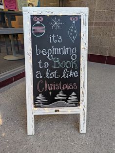 Christmas Bookstore Chalkboard, Christmas Chalkboard Signs, Media Center Decor, Christmas Sandwiches, Sandwich Sign, Sandwich Board Signs, Books Ideas, Chalk Sign, Sandwich Board