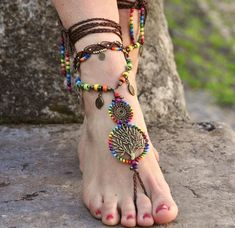 Barefoot SandalsRainbow Jewelry Tree of life Jewelry | Etsy Hippie Jewelry For Beach Festivals, Hippie Beach Festival Jewelry, Bohemian Ankle Wrap Barefoot Sandals, Handmade Jewelry For Summer Meditation, Hippie Beaded Barefoot Sandals As A Gift, Adjustable Multicolor Barefoot Sandals For Beach, Beaded Toe Ring Barefoot Sandals As Gift, Beaded Toe Ring Barefoot Sandals For Gift, Beaded Ankle Wrap Barefoot Sandals As Gift