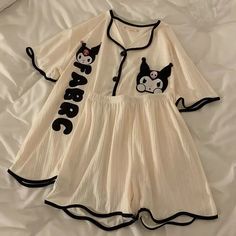 Sanrio Kawaii Anime Kuromi Summertime Pajama Set Cute Sweet Cartoon Pochacco Short Sleeve Loungewear Kuromi T Shirt, Kawaii Pajamas, Sanrio Clothes, Night Gown Dress, Hello Kitty Dress, Pajama Fashion, Sleepwear Fashion, Cute Sleepwear, Cute Pajama Sets