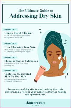 Dealing with dry skin even after religiously applying your lotions, creams and other hydrating skincare products? Don't panic — we're sharing everything you need to know. From the right moisturizer application technique to selecting the right products for your skin type, this article contains the main causes of dry skin as well as how to correct them. #dryskin #skincaretips #skincareguide #winterskincare #hydratedskin #winterbeauty Dry Skin Causes, Hydrating Skincare, Dry Skin Makeup, Dry Skincare, Skin Facts, Skin Care Guide, Facial Treatments, Winter Skin Care