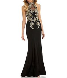 B. Darlin Mock Neck Embroidered Bodice Long Dress B Darlin Dress, Jr Prom, Corset Waist, Embroidered Bodice, Terani Couture, Dress The Population, Formal Dresses Prom, Junior Dresses, Dillard's