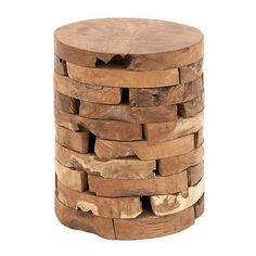 a wooden stool made out of logs